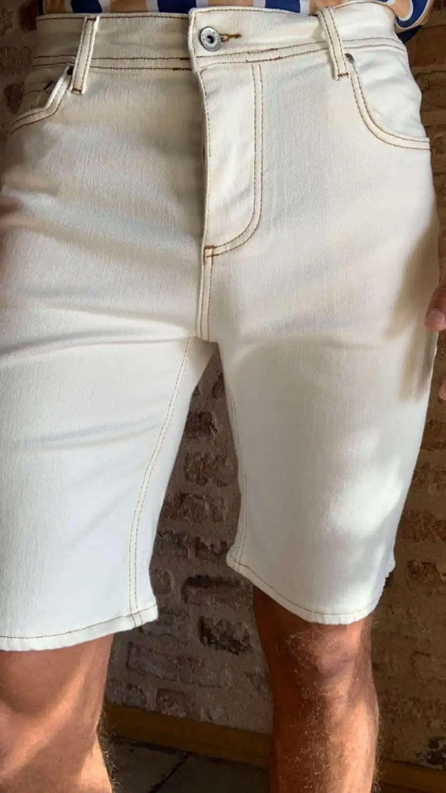 

Beyaz Erkek Regular Fit Ttn Dikili Denim ort & Bermuda