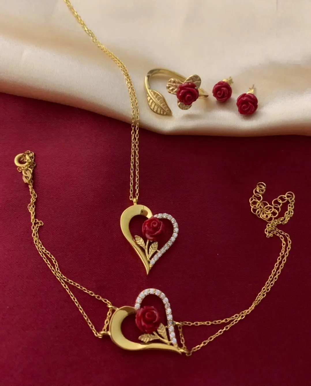 

elegant rose of my heart 925 sterling silver necklace