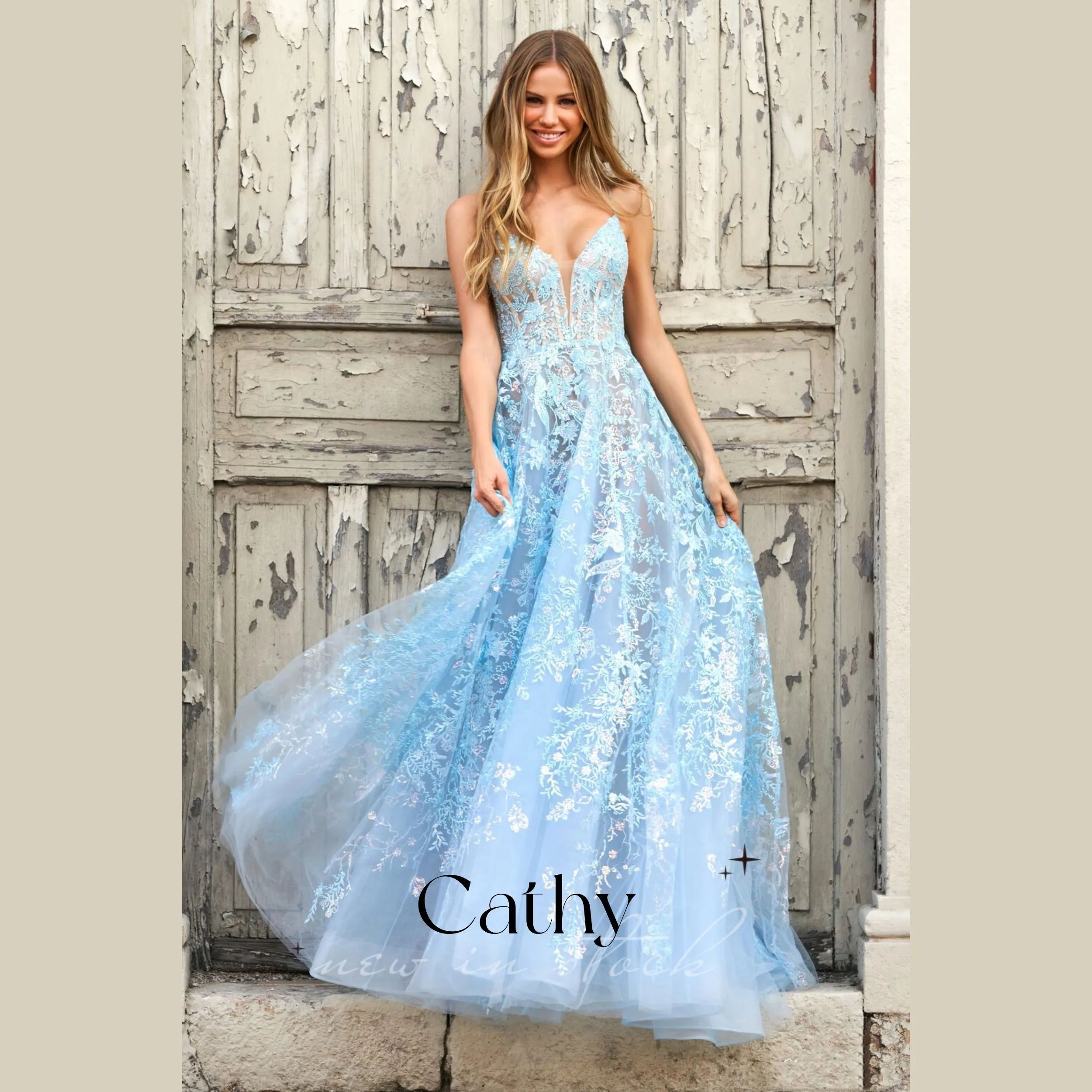 

Cathy Sexy A-Line Lace Embroidered Evening Dresses V-Neck Tulle Premium Temperament Prom Dresses Custom Vestidos De Fiesta