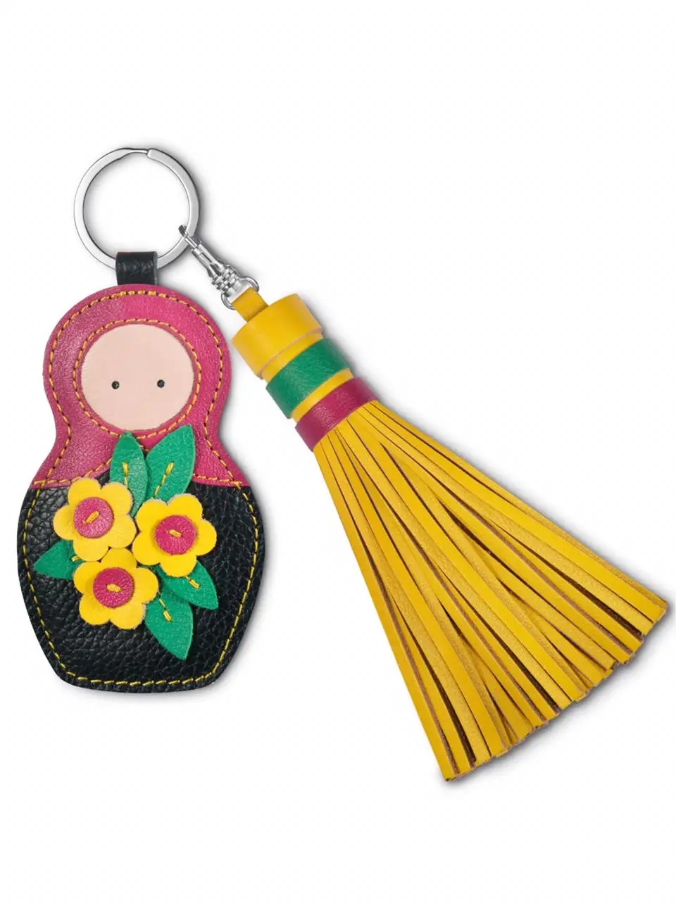 Брелок для девушки брелок украшение 2 в 1 MATRYOSHKA c кисточкой FOLK ключей