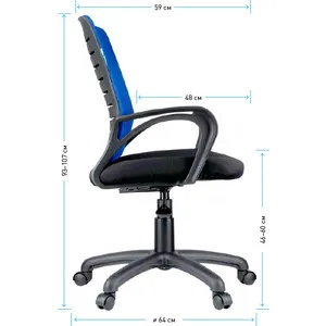 Кресло оператора Helmi HL-M16 Vivid ткань S черная/ TW синяя | Мебель