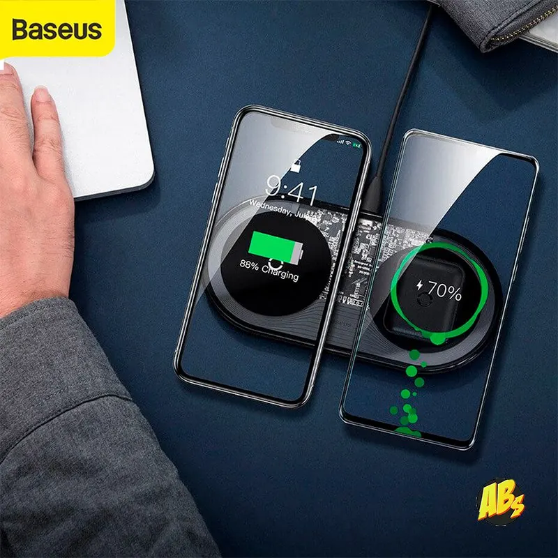Baseus беспроводная зарядка Simple 2in1 18W для телефона iPhone iPad быстрая оригинал зарядное