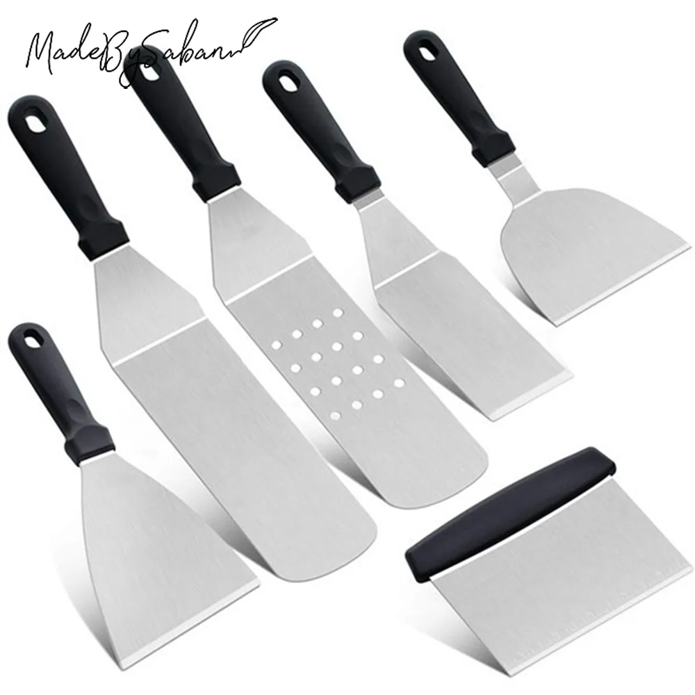 

Spatula BBQ Tool Set 6pc 12pc Stainless Steel Barbecue Tools Outdoor Grilling BBQ Accessories