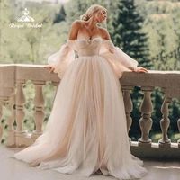 exquisite ball gown wedding dress 2022 netting bridal gown puff sleeve sweep backless sweetheart lace floor length vestidos
