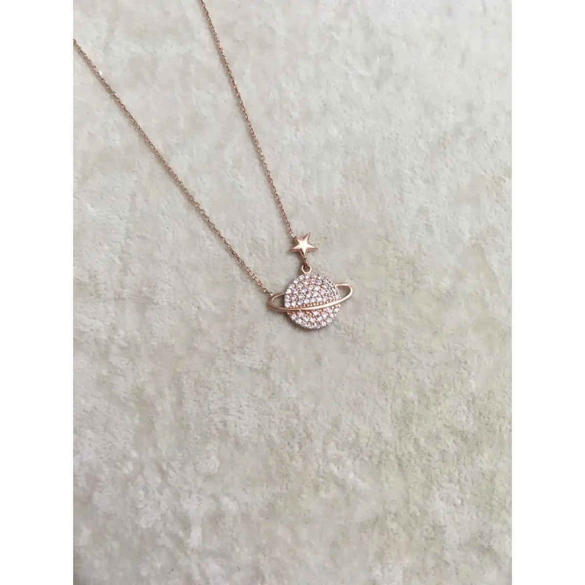 

925 Sterling Silver Saturn Necklace Fine Jewelry Exclusive And High Quality Elegance Product Daily For Gift Fashion 2021 lux