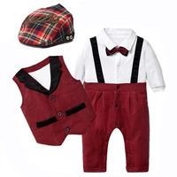 baby boy gentleman clothing set newborn infant baptism formal outfit toddler birthday party suspender overall christmas romper