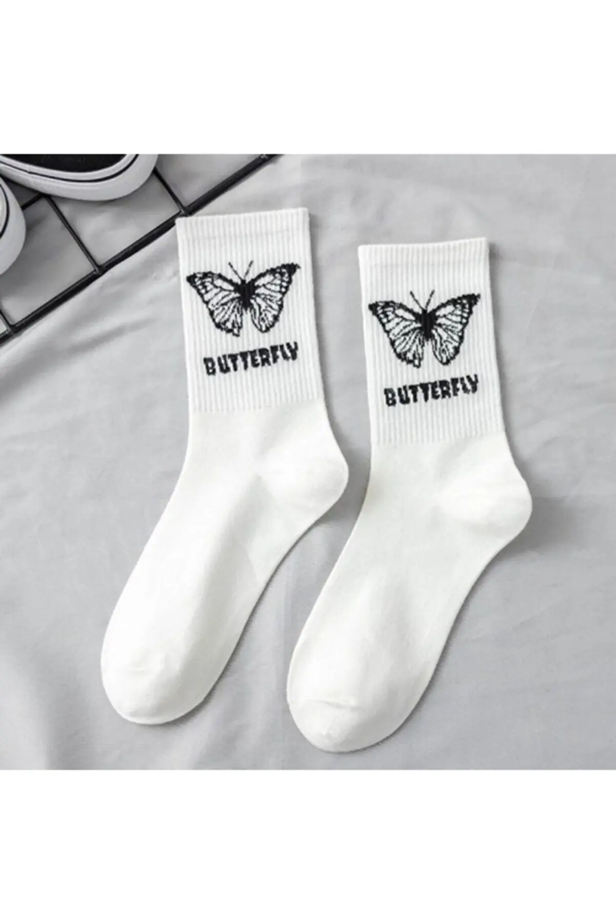 6 Pairs of Butterfly Multicolored Cotton College Tennis Socks