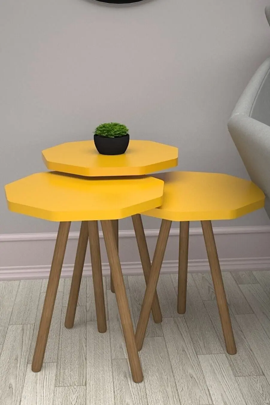 

2022 Nesting Table Modern 3 Pieces Scandinavian Style Wood Leg De-Mounted Side Table Tea Coffee Service Nested Table Special Pr