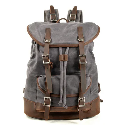 

Vintage Canvas Backpacks for Men Laptop Day packs Waterproof Rucksacks Large Waxed Mountaineering Travel Pack vintage backpack