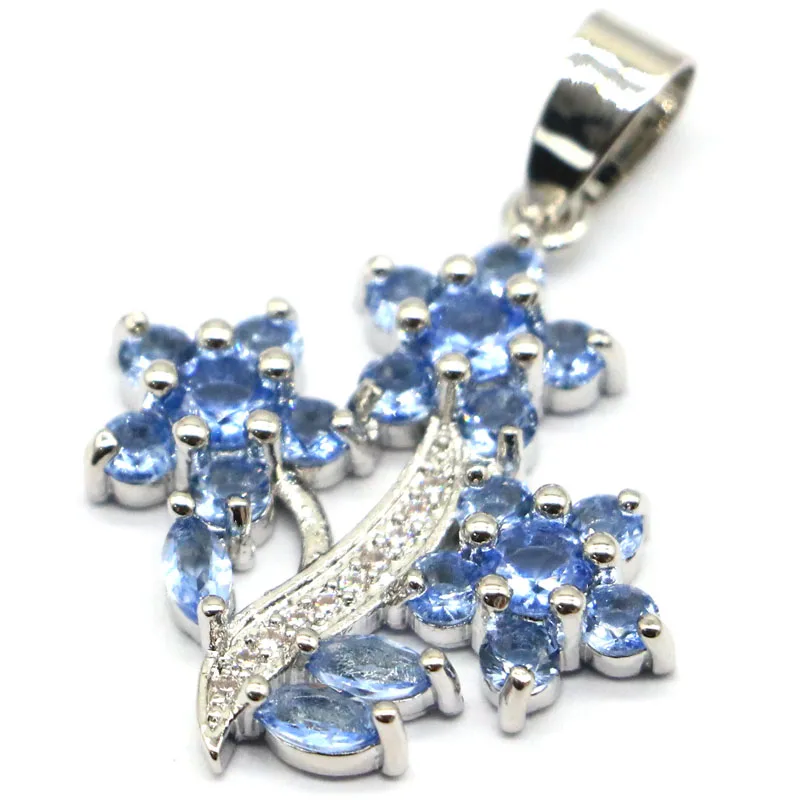 36x25mm Classic Flowers Shape Created Green Peridot Violet Tanzanite CZ For Women Wedding Silver Pendant | Украшения и аксессуары