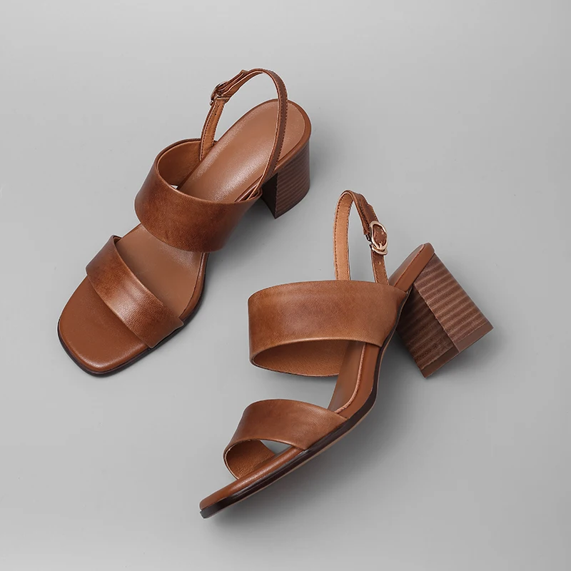 2021 женские босоножки на высоком каблуке из натуральной кожи Цвет черный