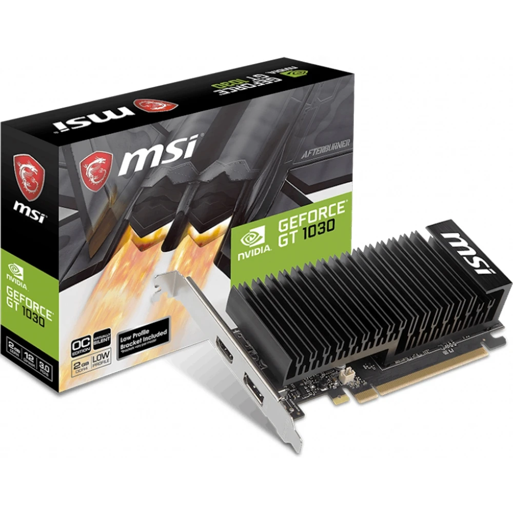 Видеокарта MSI nVidia GeForce GT 1030 1430MHz 2048MB 2100MHz 64 bit RTL [GT 2GHD4 LP OC] | Компьютеры и офис