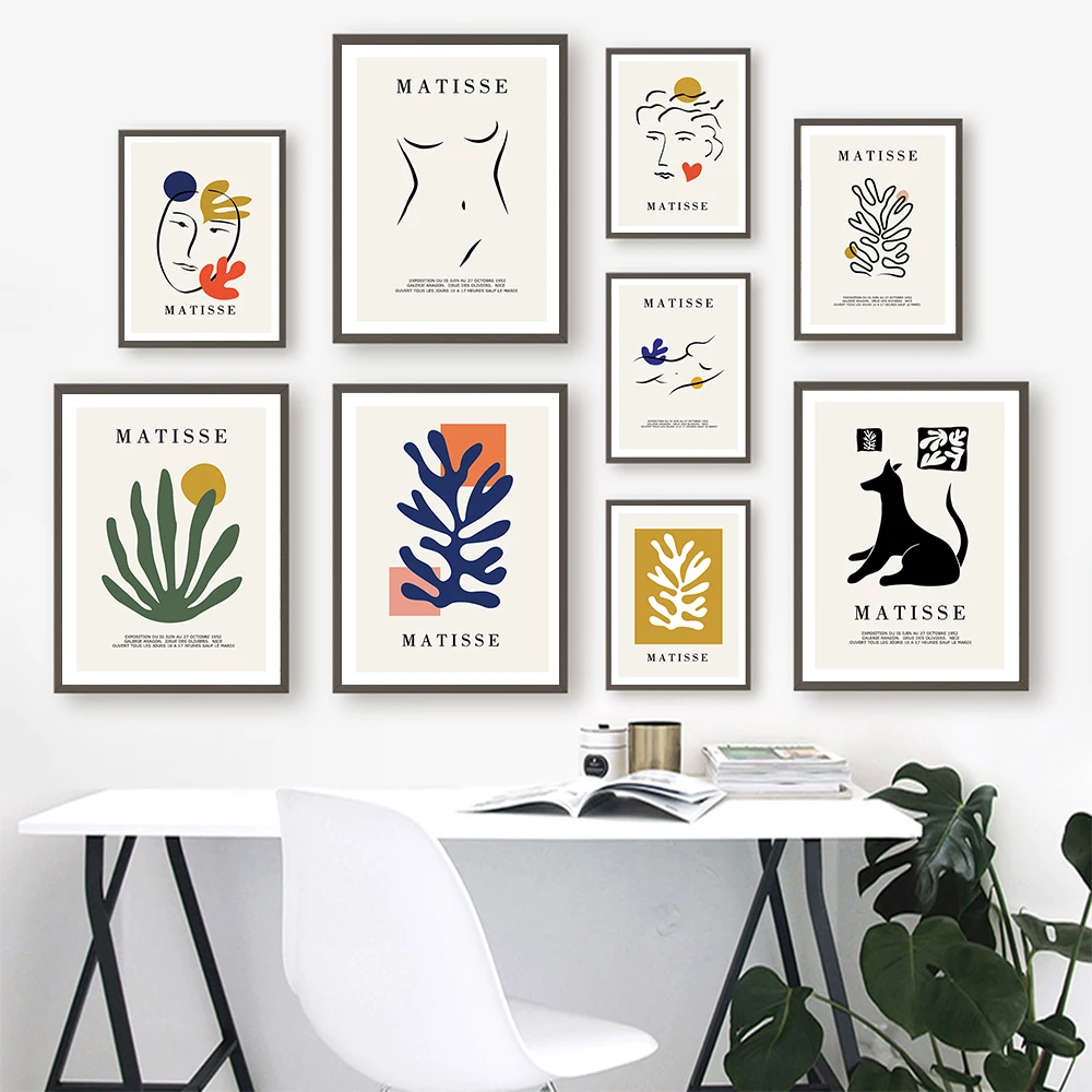 

Abstract Matisse Woman Nude Lines Coral Leaf Wall Art Canvas Painting Nordic Posters And Prints Wall Pictures Living Room Decor