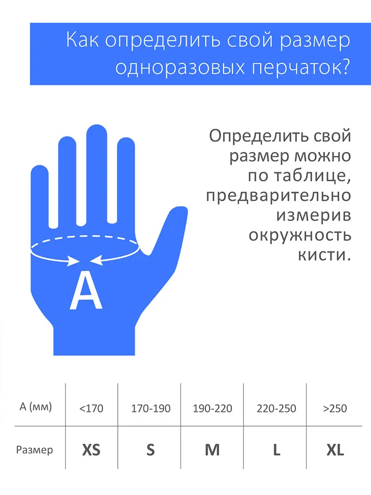 Размеры нитриловых перчаток таблица для женщин