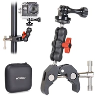 moshuso super camera clamp mount for gopro crab clamp with 360%c2%b0 ballhead magic arm double ball head