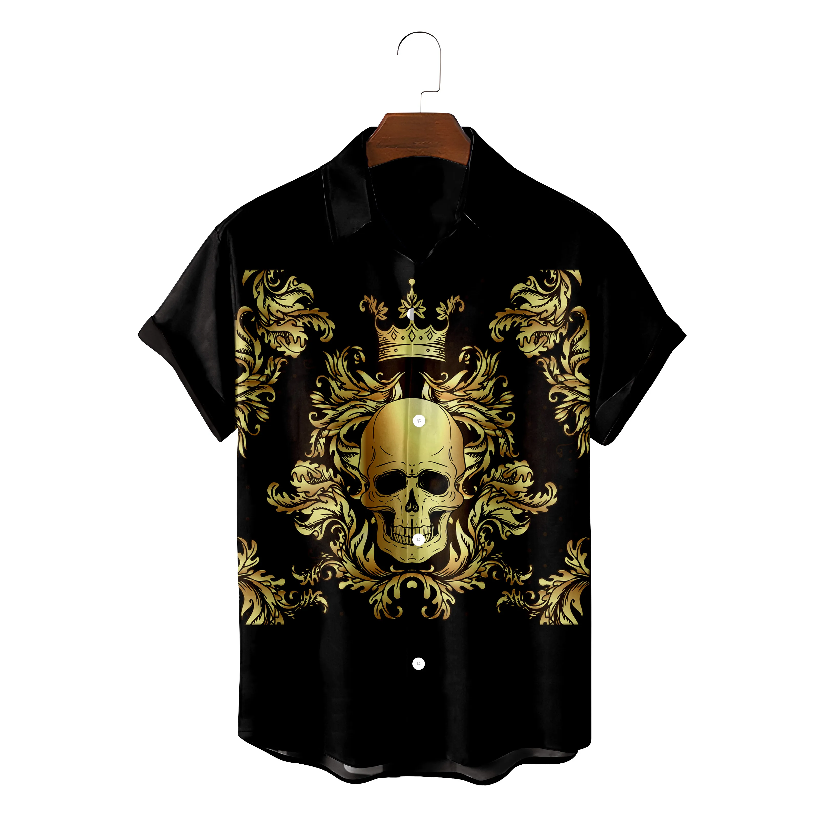 

2022 Skeleton Pattern 3d Print Hawaiian Shirt Loose Summer Short Sleeve Men's Casual Fashion Top 5xl Summer Short Sleeve