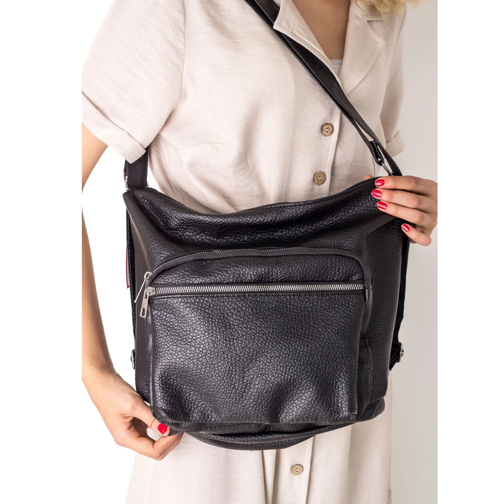 

Black Color PU Leather New Season Quality Women Lady Female Fashion Stylish Zippered Casual Shoulder Bag