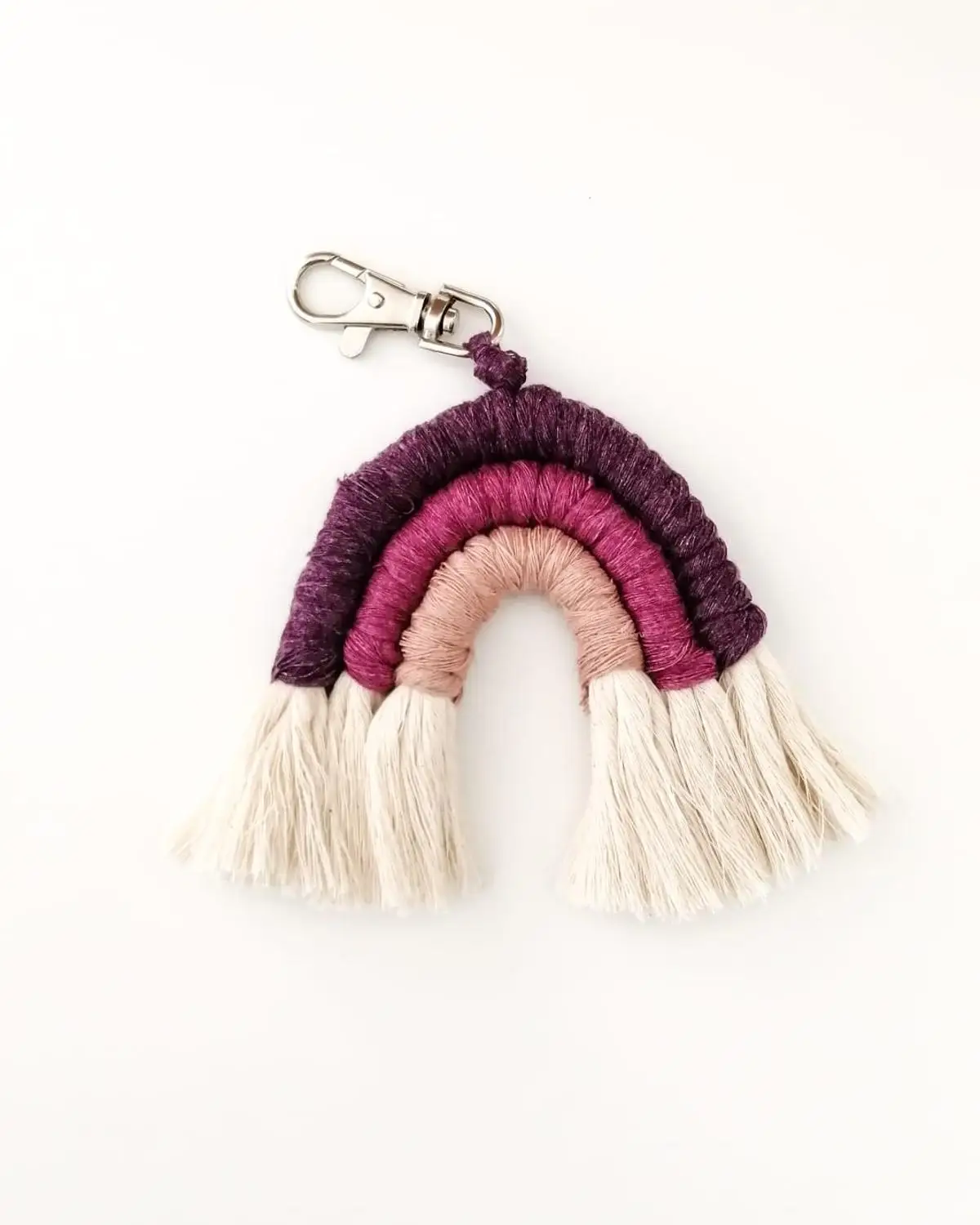 

handcrafted decorative keychain,rainbow keychain,macrame keychain,auto rear view mirror accessory