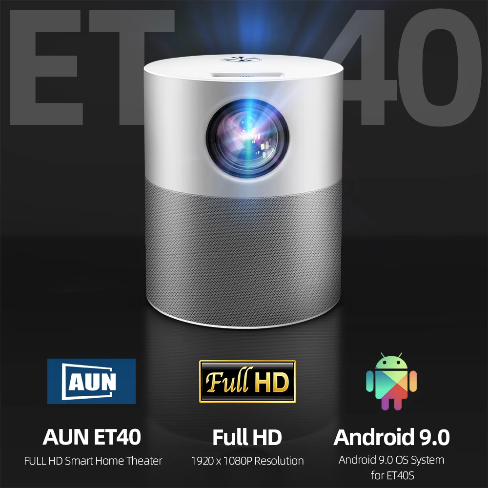 AUN ET40 Проектор Full HD 1080p Android 9 светодиодный мини-проектор 4k декодирование видео