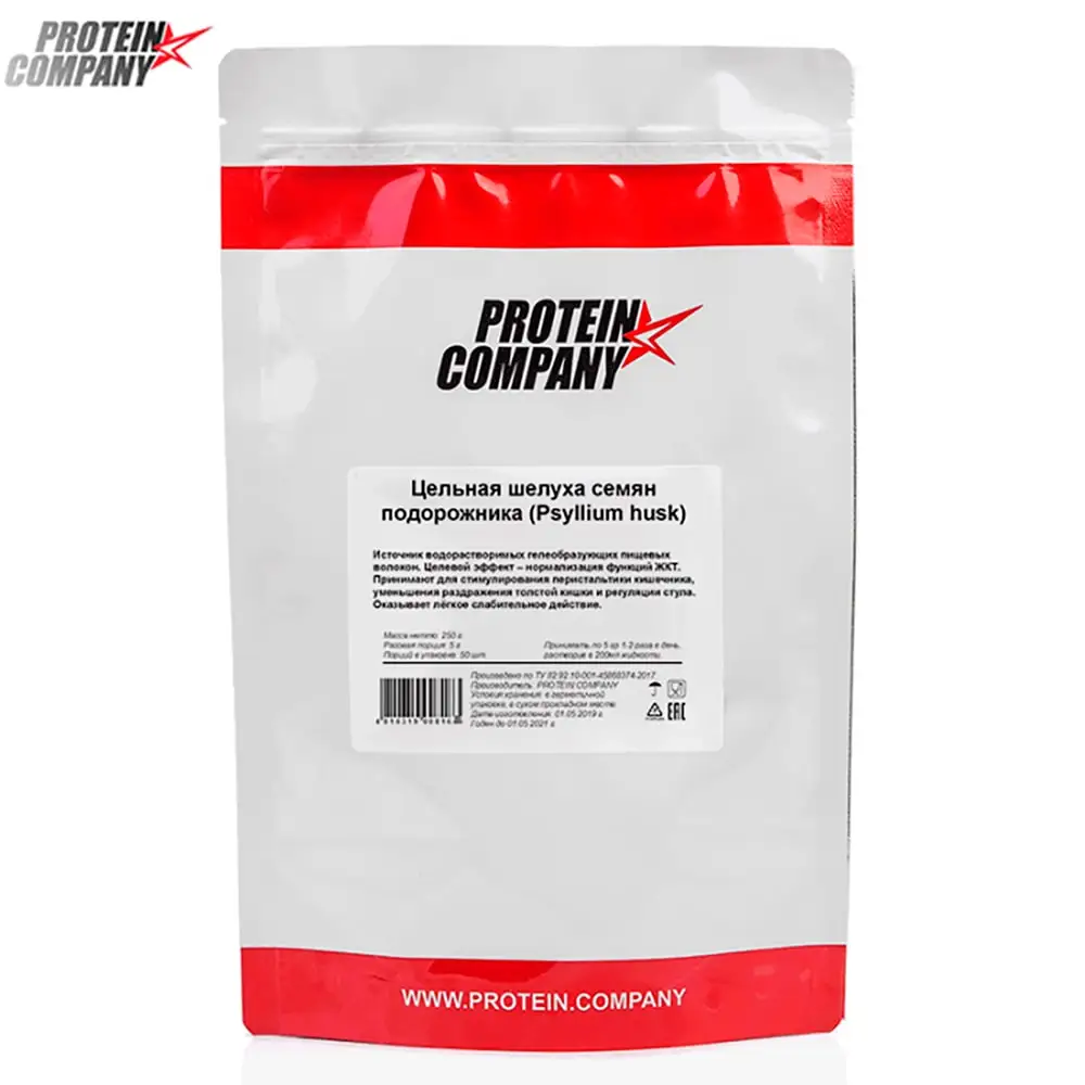 Whole psyllium husks / PROTEIN.COMPANY Шелуха подорожника Порошок 100 порций 500 грамм вкус