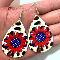 4th of july earrings patriotic sunflowers teardrop earrings american flag earrings independence day