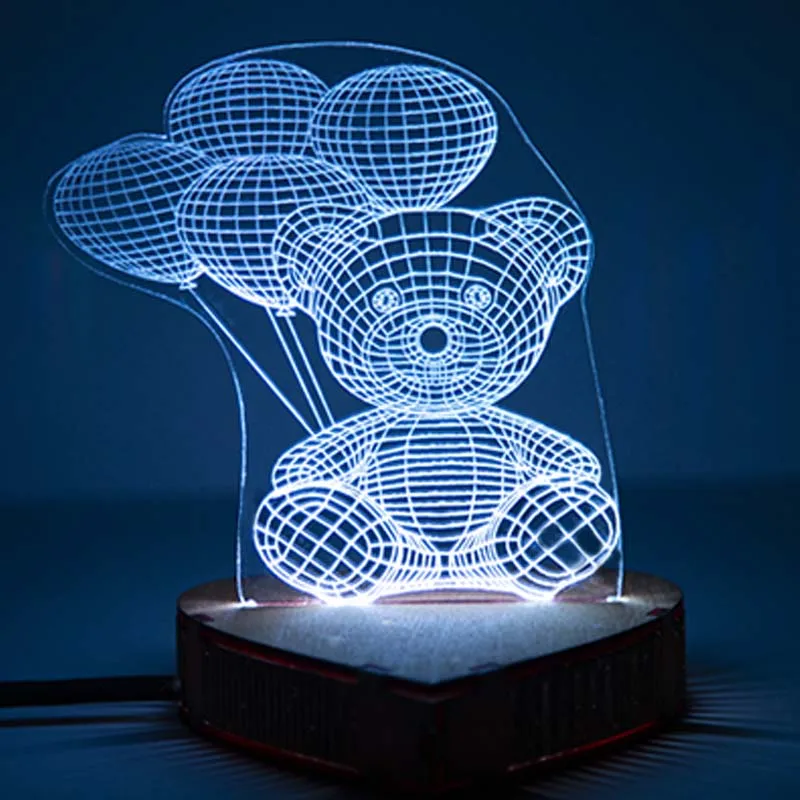 n-080 Медведь с четырьмя шариками 3D - Эко-светильник-ночник ручной работы! | Лампы и