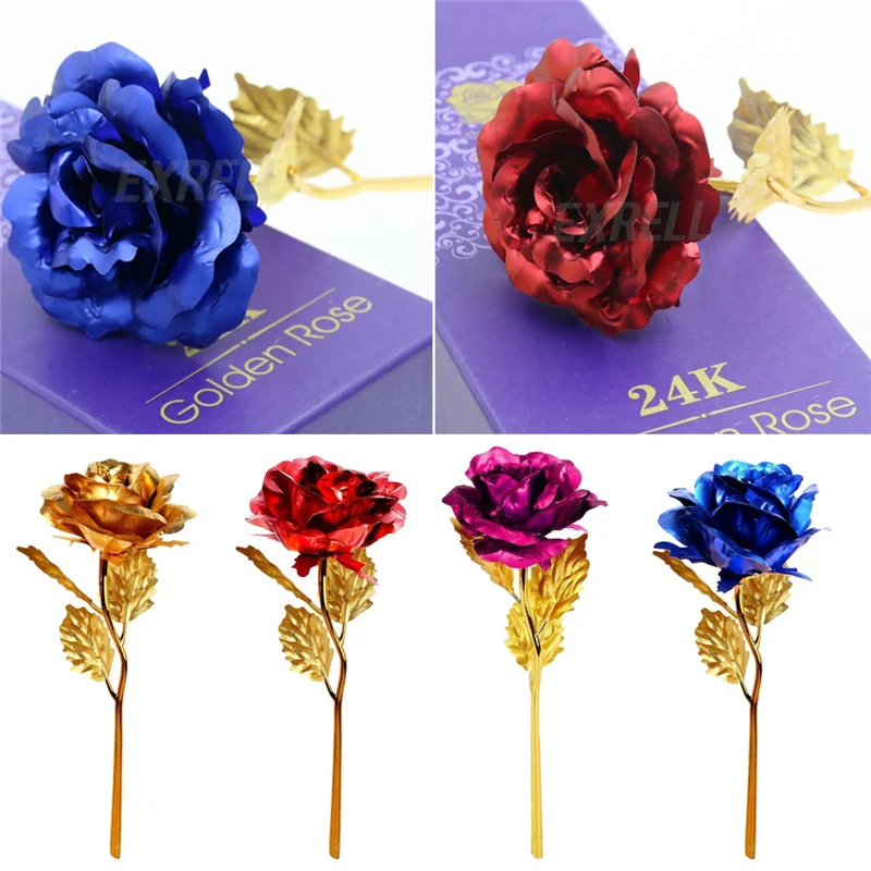 24K Золотая Роза цветок подарок ко Дню Святого Валентина праздничные вечерние на