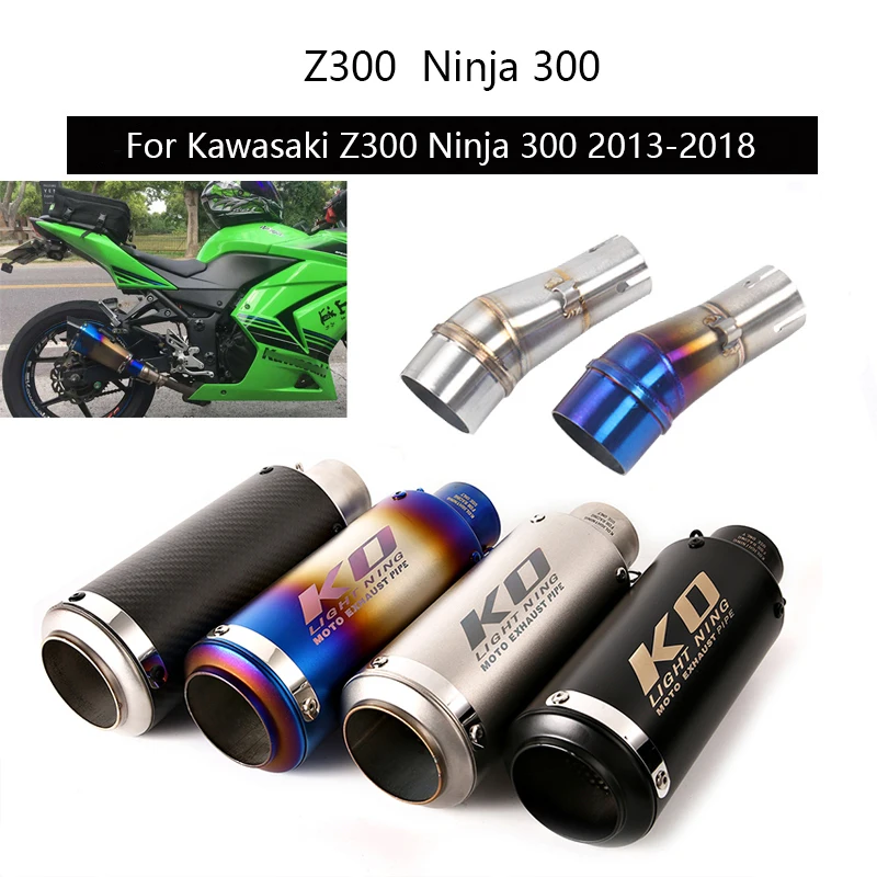 

For Kawasaki Z300 Ninja 300 2013-2018 Exhaust Pipe Motorcycle Mid Link Tube Slip On 51mm Muffler Escape DB Killer Reserve Cat