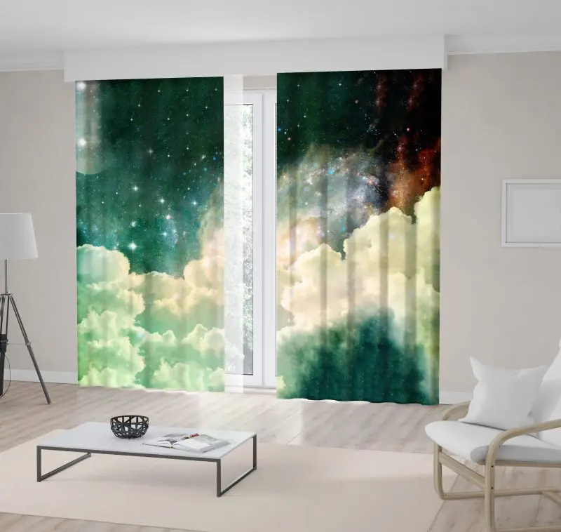 Занавес Облака Звезды Луна молочный путь галактика тема драматический Surreal Cloudscape