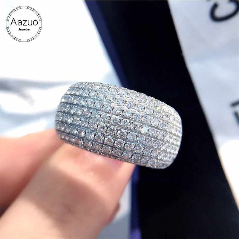 Aazuo 18K Pure White Gold Real Diamonds 2.5ct H SI...