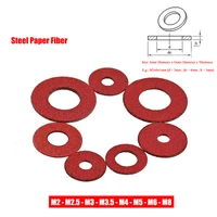 50100200500pcs red steel paper fiber flat washers insulation washer flat plain gasket ring meson pad m2 m2 5 m3 m4 m5 m6 m8