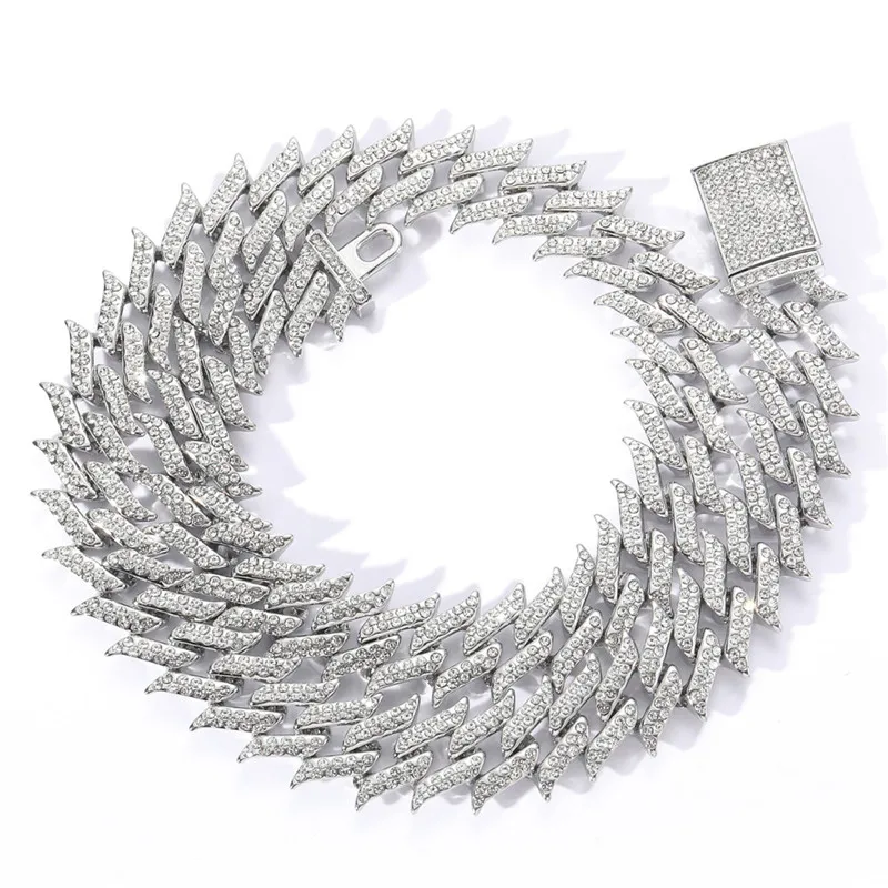 

Men Hip Hop Chain Necklace 19mm Thorn Shape Chains Iced Out Bling Necklace Male Fashion Jewelry For Birthday Gift