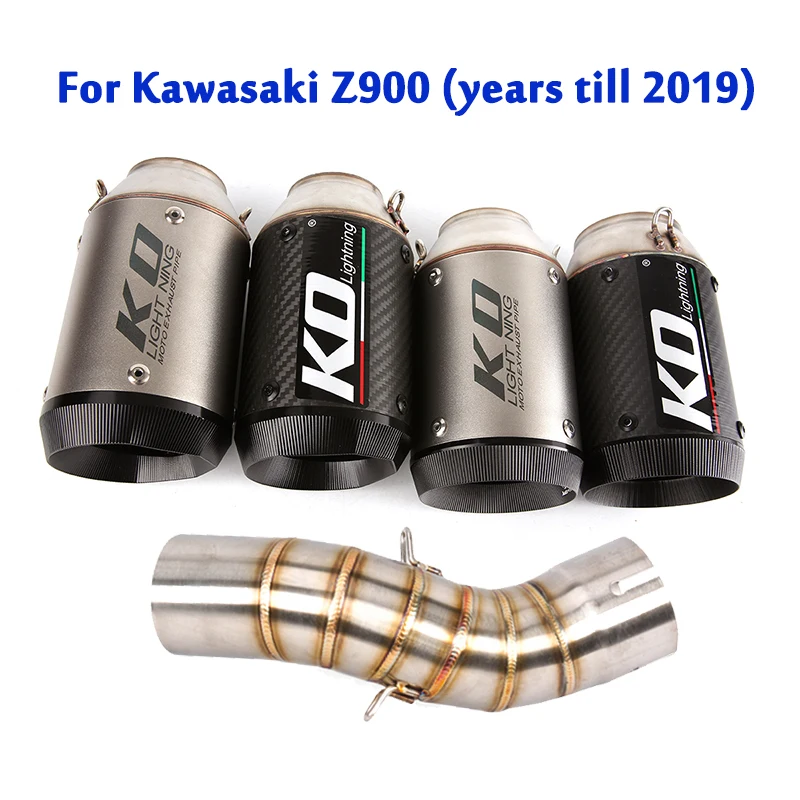 For Kawasaki Z900 Modified Exhaust System Mid Link Pipe Connecting Tube Slip On 160mm Short Muffler Tips Modified