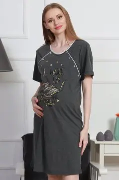 

Женская ночная рубашка с коротким рукавом для беременных удобная одежда туника из хлопка для беременных