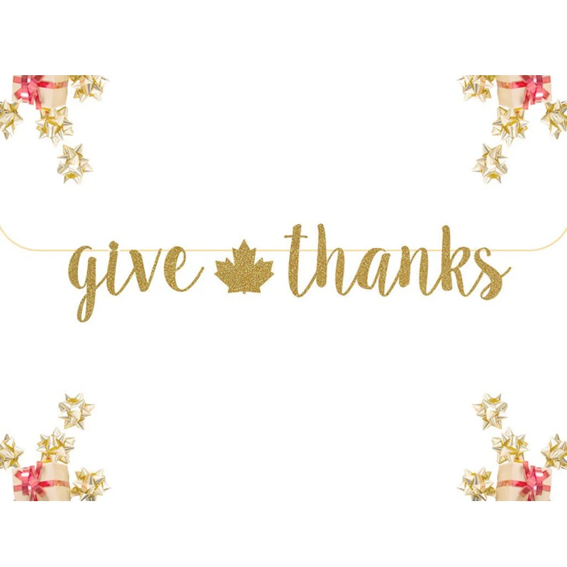 Give & Thanks баннер с Кленовым листом блестящий золотистый Серебристый праздниками