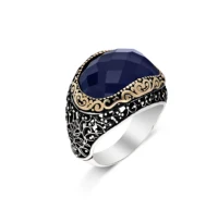 925 Sterling Silver Ring For Man Real Pure Zircon Amethyst Ruby Onyx Stones Handmade Turkish Jewelry