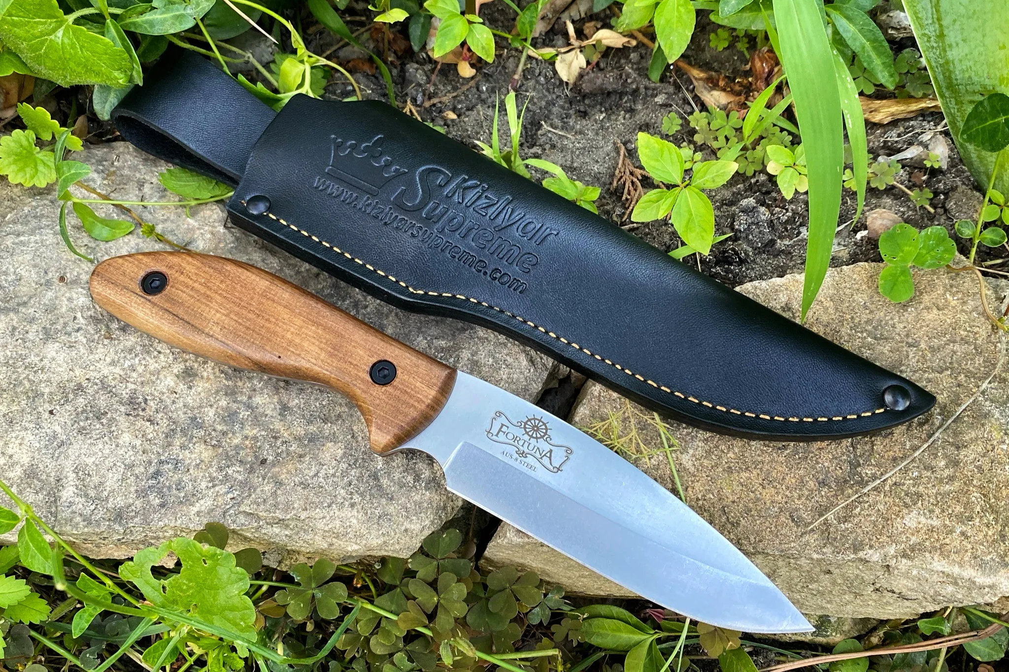 Нож туристический Fortuna AUS-8 StoneWash Орех Kizlyar Supreme Кизляр Суприм |