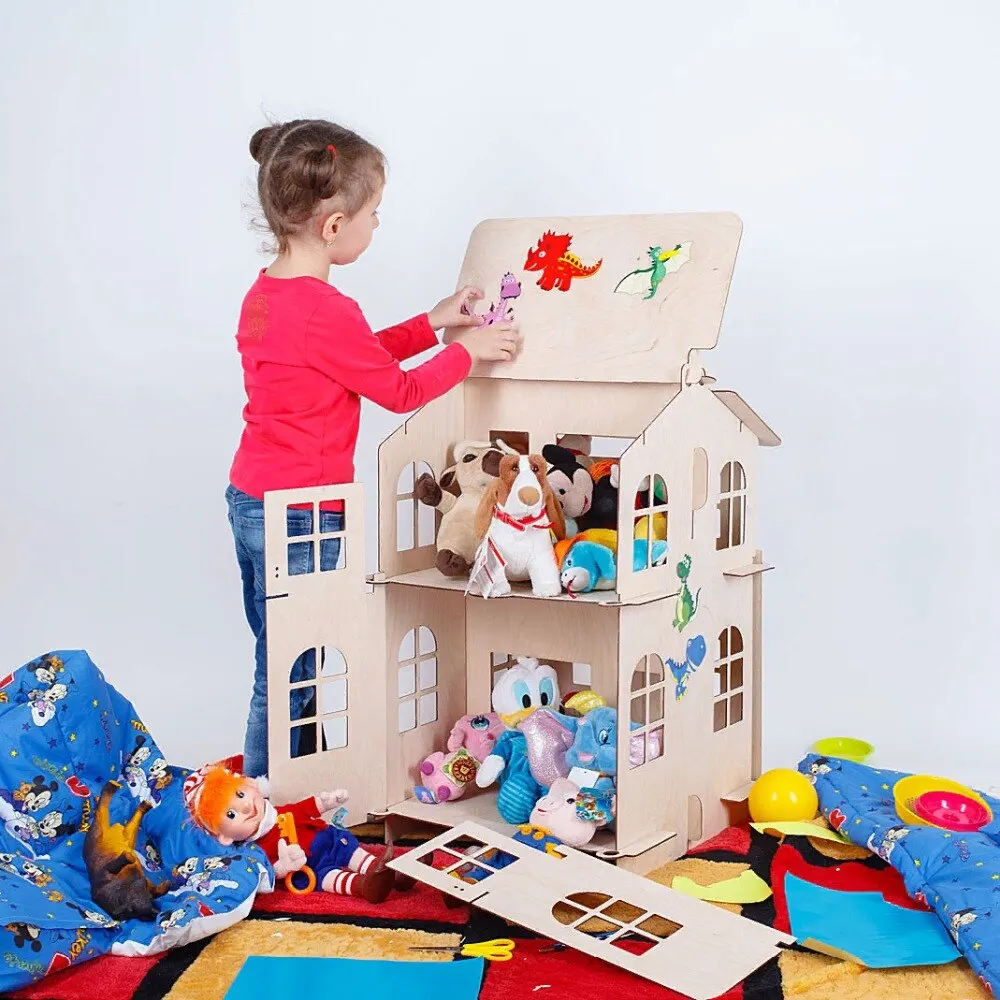 ДОМИК КУКОЛЬНЫЙ с подвижными дверцами 74х48х46 см | Игрушки и хобби