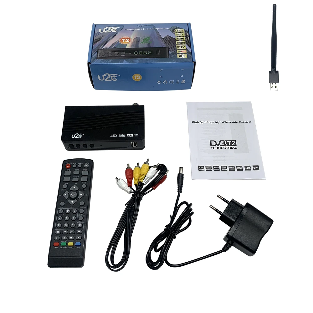 

DVB T2 Wifi TV Tuner DVB-T2 Receiver Full-HD 1080P Digital Smart TV Box Support MPEG H.264 Built-in Russian manual