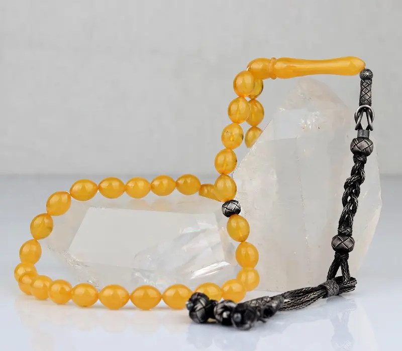 

Натуральный янтарь, серебро 1000 пробы, Kazaz кисточка, 33 бусины, Молитвенные Четки, исламский тасбиh, Розарий для мужчин и женщин, цвет турецкий