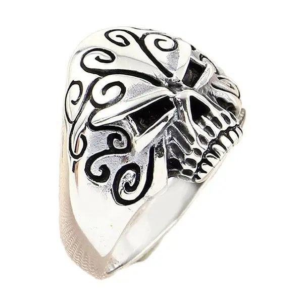 

Стерлингового серебра страшный череп кольцо печатка кольцо ручной работы серебристого цвета; Для мужчин кольцо серебро Для женщин Для мужч...