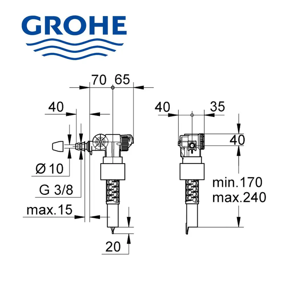 Входной поплавковый клапан Grohe 3/8 латунный 37095000 |