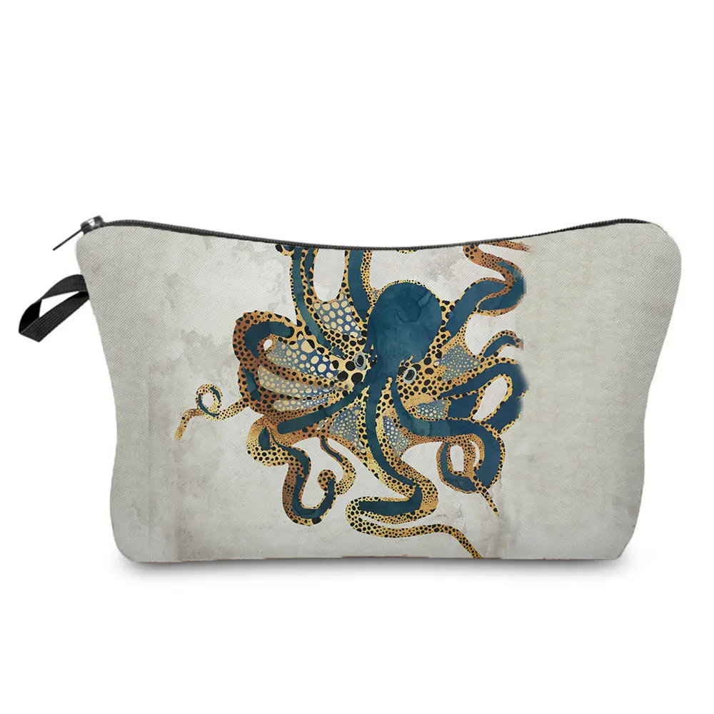 

Octopus Printed Makeup Bag Pretty Women's Bag Hot Sale Cosmetic Bags Landscape Pencil Cases High Quality Storage Bag Coin Purse