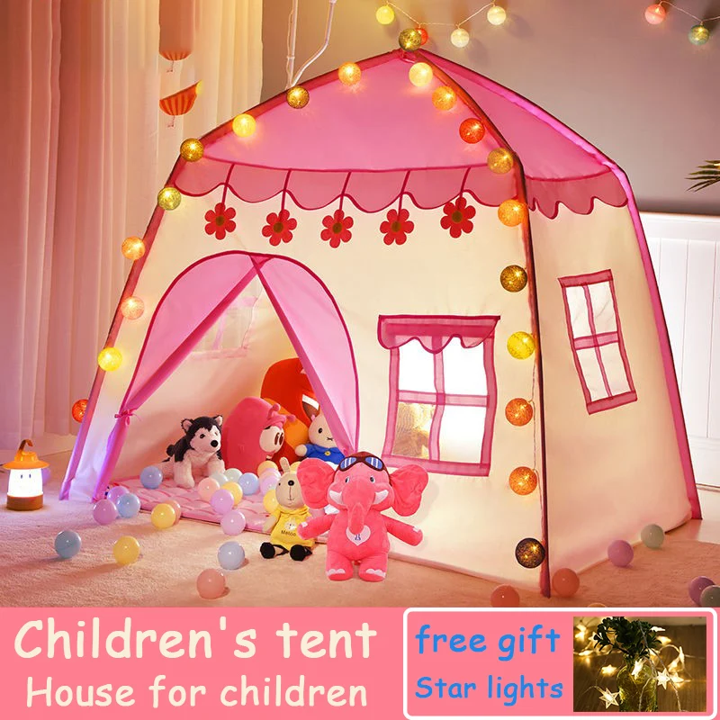 

Girls Pink Tent Indoor Outdoor Games Garden Tipi Princess Castle Folding Cubby Toy Tents Enfant Room House Teepee Playhouse