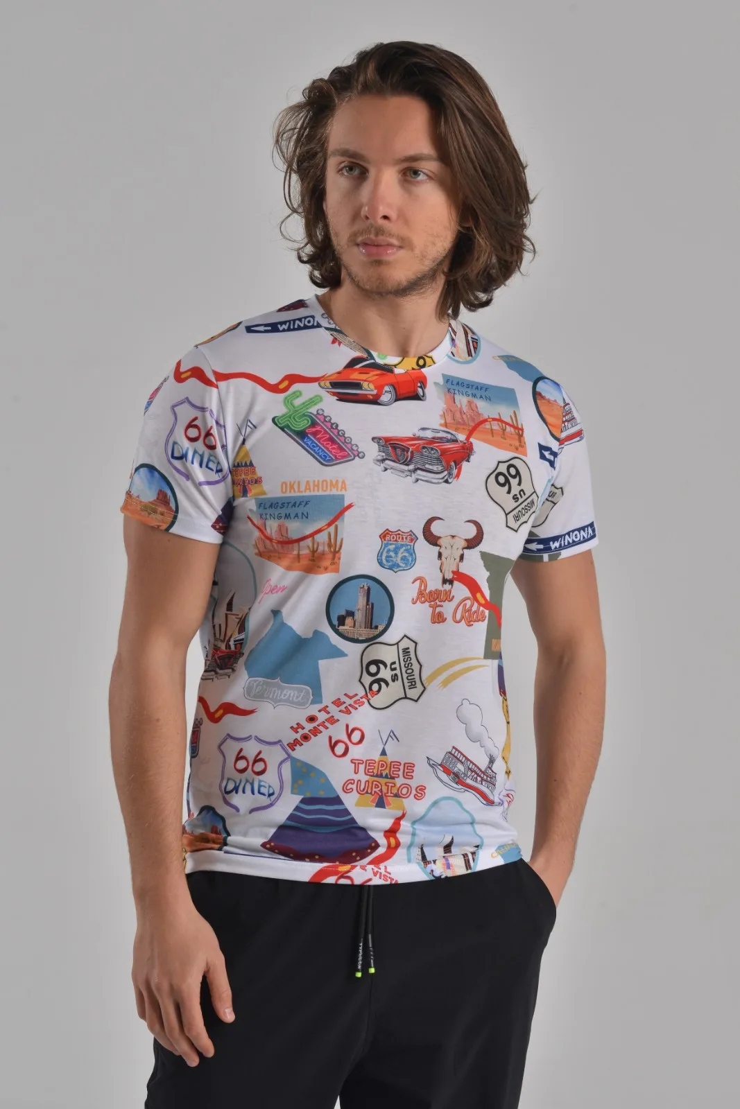 

2021 New season trend pattern T-shirt 100% cotton. Brand round neck and short sleeves. Brand quality T-shirt 100 cotton