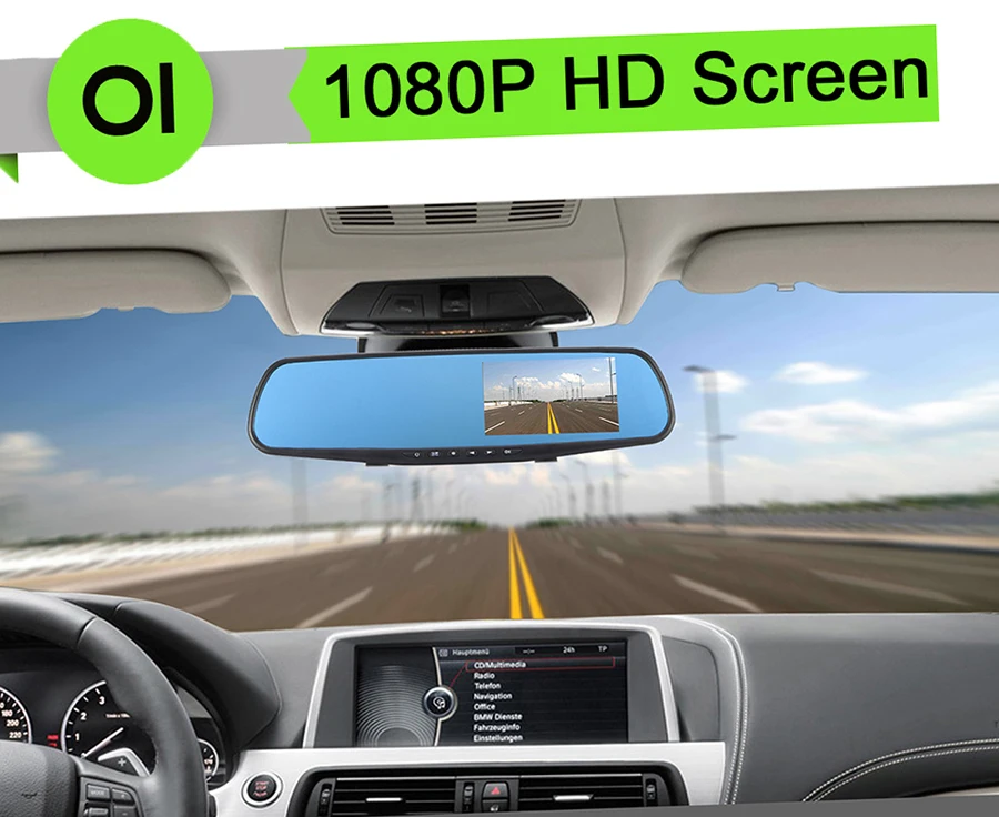 Видеорегистратор зеркало Vehicle Blackbox DVR с камерой заднего вида Full HD 1080 P цветной 4