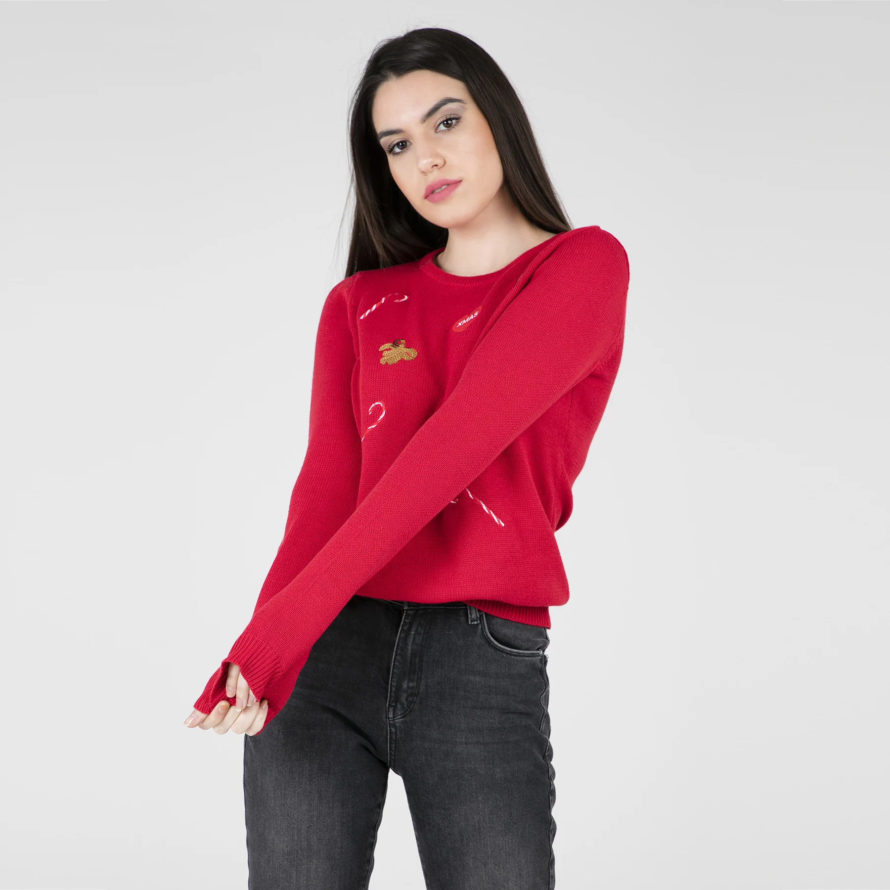 VERO FASHION VMCHRISTMAS Лоскутная LS блузка с круглым вырезом NVL женская кофта 10203113 |