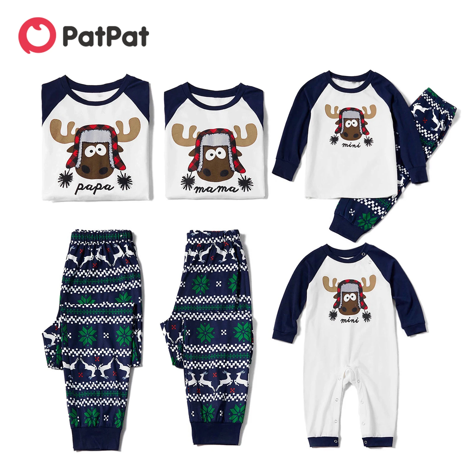 

PatPat Christmas Family Moose Print Matching Pajamas Sets (Flame Resistant)