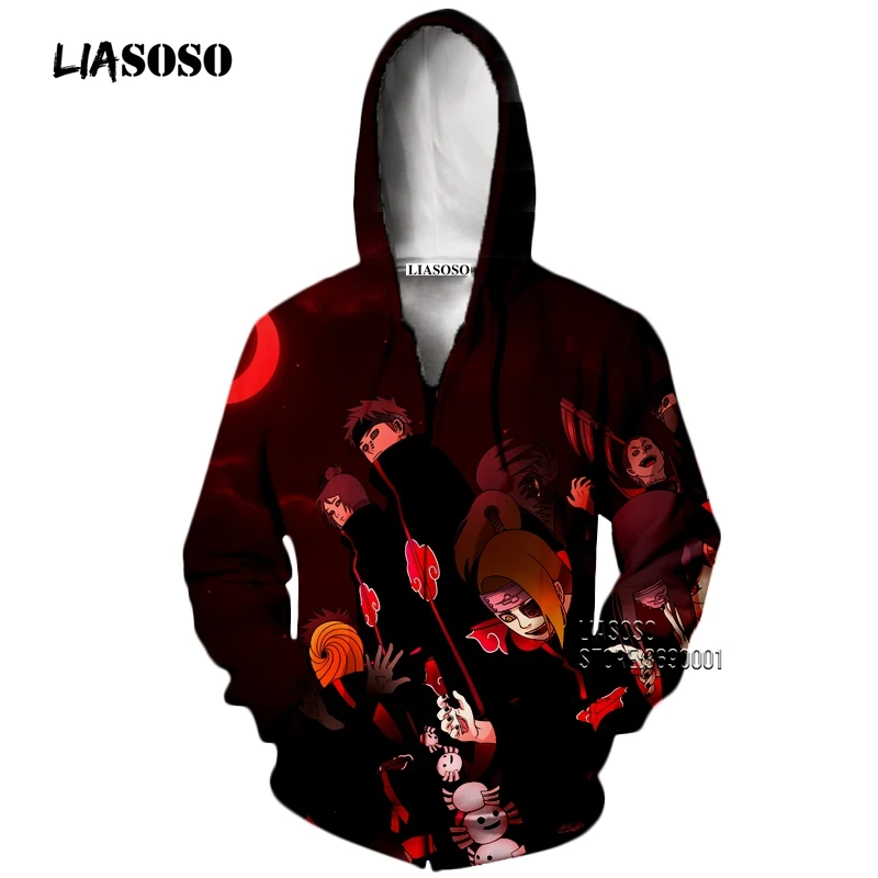 9 LIASOSO 3D принт унисекс аниме Наруто Akatsuki Учиха Итачи Дейдара боль толстовки с капюшоном Кофты на молнии X2650 - Цвет: 9