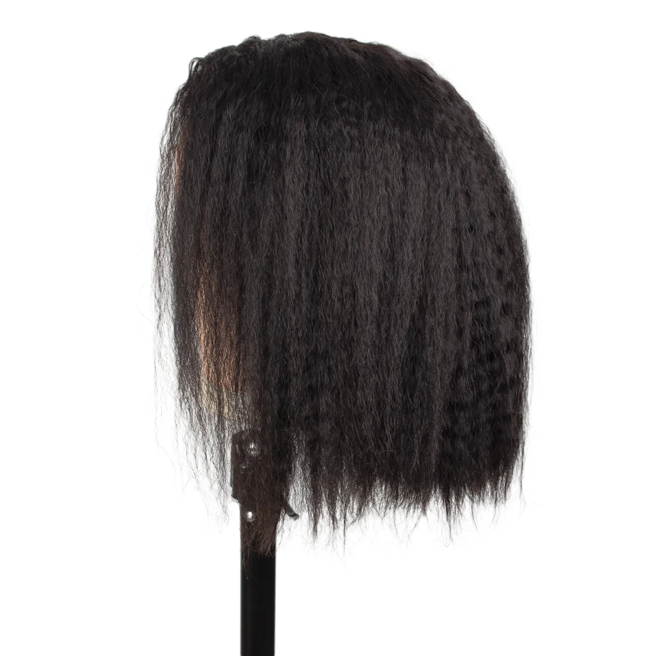 

Kinky Straight Lace Front Human Hair Wigs Brazilian 13x6 Short Bob Wig Pre Plucked Natural Long Remy hair for Black Women 130%